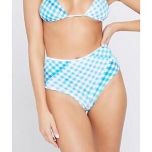 L*Space Portia Bikini Bottom Classic Fit in Blue Plaid Size Small High Rise